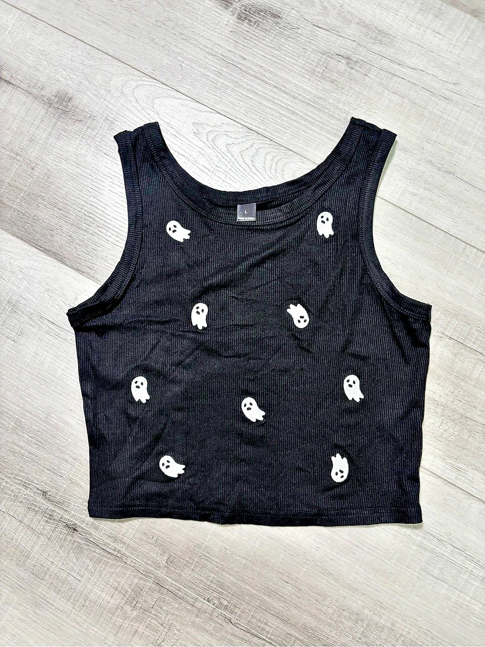 SHEIN Ghost Print Ribbed Crop Tank Size Large